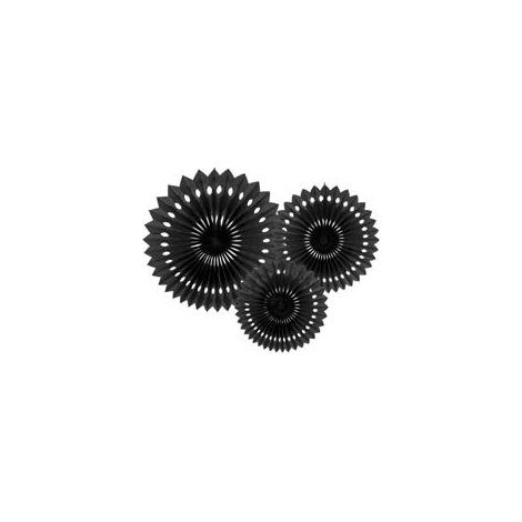 Rosette decorative, nere, 20-30 cm (1 confezione / 3 pezzi)