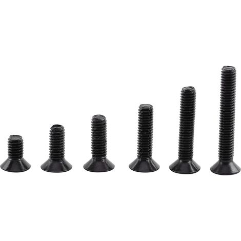Assortiment de 250 vis à six pans creux M3 en acier allié noir avec écrous hexagonaux (tête plate) (1/5)