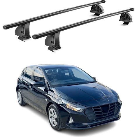 OMAC Barres de toit transversales en acier pour Hyundai i20 III 2020-2026 – TÜV / DIN 75302:2019 – Antivol inclus – Rainure en T (accessoires) – Charge max 75 kg – 2 barres – Noir