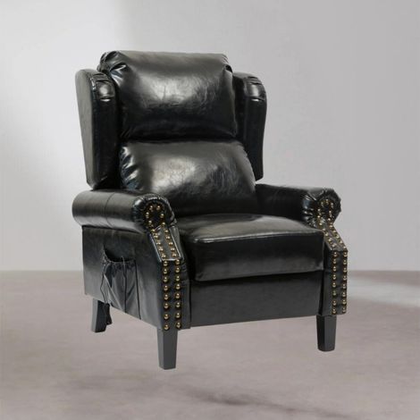 Poltrona Wing recliner 6 punti massaggianti in ecopelle colore nero (1/5)