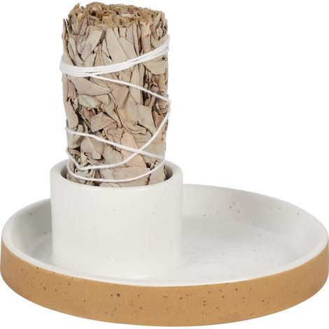 Porte-encens en céramique, Bol de Sauge Blanche, Assiette à estomper pour Sauge, bâtonnets Palo Santo, Bougies et Support de Sauge (1/5)