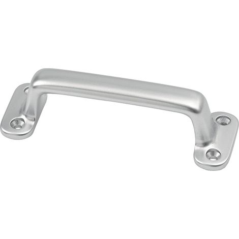 Maniglia A.22mm L.110mm P.36mm pressofusione in alluminio argento anodizzato fori 4, D.3,7mm