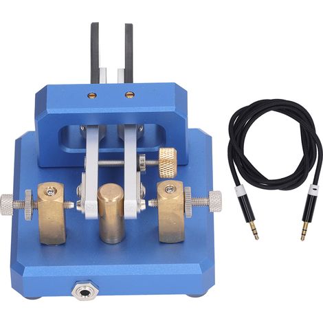 Clé de Code Morse, Double pagaie, automatique, CW, télégramme à ondes courtes, pour l'entraînement, bleu (1/5)