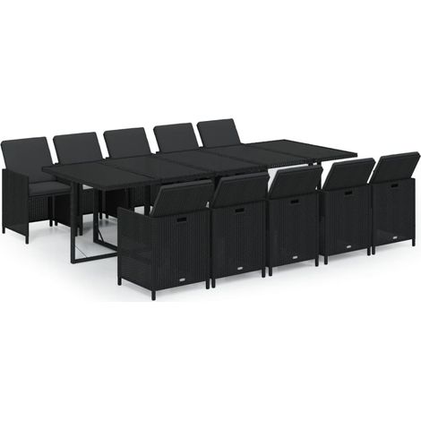 Maison Exclusive - 11-tlg. Garten-Essgruppe mit Kissen Poly Ratta