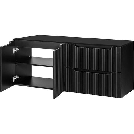 Mobile Sottolavabo Doppio da Parete NEWPORT a 2 Cassetti e 2 Ante 160x60x40 cm - Nero [en.casa]