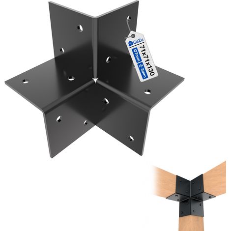 Connecteur d’angle pour pergola 71 x 71 mm – Revêtement en poudre noir – Équerre d’angle 3 voies – Abri en bois et pergola – GeZu Impex