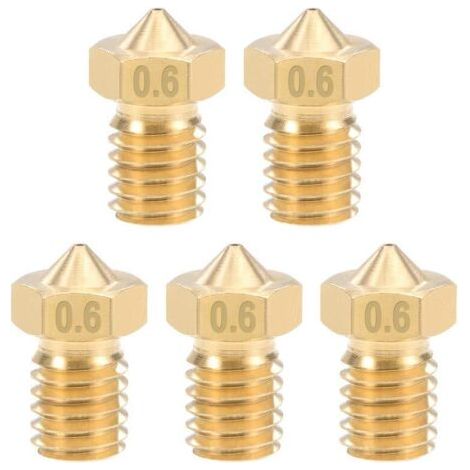 5pcs Buse d'imprimante 3D buse en laiton de 0,6 mm pour imprimante 3D à filament e3d V5 - V6 de 1,75 mm (1/4)