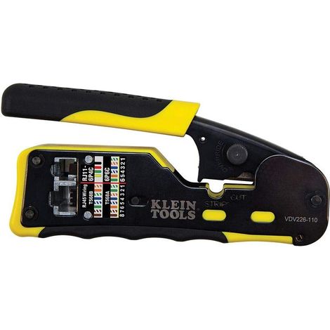Klein Tools VDV226 – 110 pass-thru modulare Crimper, giallo/nero, confezione da 1 (1/4)