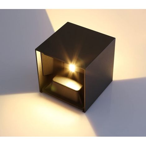 APPLIQUE LED COB LAMPADA PARETE 20W QUADRATO NERO CALDO INTERNO ESTERNO 18 (1/3)
