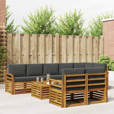 vidaXL Sofagarnituren 9 pcs Natur und Anthrazit Massivholz Akazie (1/5)