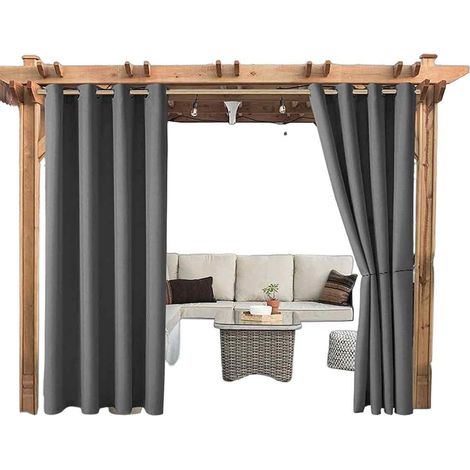 Wasserdichter Outdoor-Vorhang für Terrasse oder Garten, 230 g/m², UV-beständig, hitzebeständig – Dunkelgrau – 132 x 213 cm (1/5)