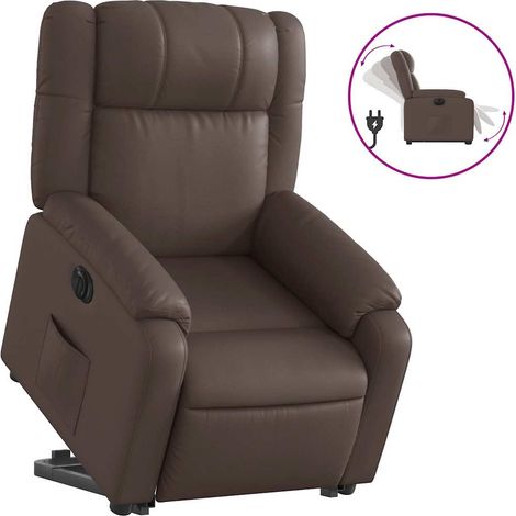 Fauteuil de Salon,Chaise,Fauteuil inclinable électrique marron similicuir CFW562709 (1/5)