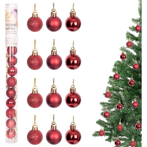 BAUBLES DARK RED 3CM 12PCS SET PVC (1/5)