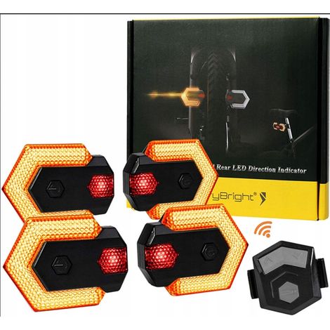 4 LED-Blinker, 4 Stück, hinten, vorne, für Fahrräder und Roller, kabellos