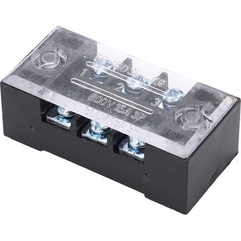 Bornier double rangée haute intensité à vis M3 avec couvercle, 15 A, 600 V, lot de 5 (1/5)