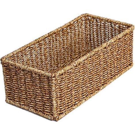 Ensemble de paniers en osier anti-liane pour réservoir de toilettes et meuble-lavabo avec poignées intégrées 25 x 11 x 8,5 cm (1/5)