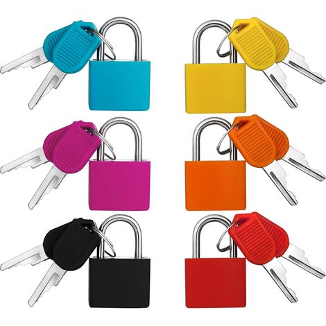 6 pièces mini cadenas avec jeu de clés, serrure à bagages colorée cadenas petite serrure de sécurité serrures pour sac boîte sac de voyage affaire cas 6 couleurs (1/5)