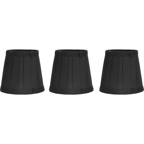 Lot de 3 abat-jour en tissu E14 à clipser pour lustre, applique murale, décoration de bureau ou de maison (noir) (1/5)