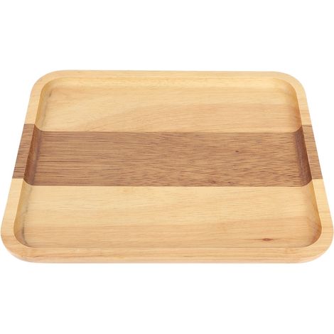 Plateau de service rond en bois naturel, assiette en bois, plat de service pour le thé et les aliments, plateau pour boire de l'eau (1/2)