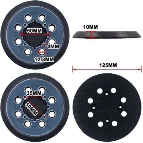 Plateau et patin de ponçage Patin de rechange pour ponceuse DeWalt DCW210N DWE6423 5, 1 Pièces 125mm Tampon de Ponceuse de Remplacement Orbitale à Crochet et Boucle à 8 Trous Plateau d (1/4)