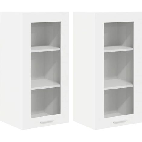 Set di 2 armadietti pensili moderni 40 x 31 x 80 cm con ampio spazio di archiviazione in legno ingegnerizzato bianco 020053338