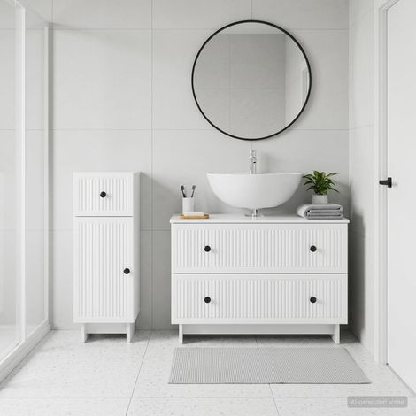 vidaXL Ensemble de 2 meubles de salle de bain EDE Blanc brillant (1/5)