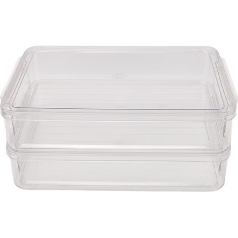 2 boîtes de rangement de fichiers empilables avec couvercle en PET transparent pour papier A4, photos, documents, scrapbooking, loisirs créatifs et fournitures scolaires (1/5)