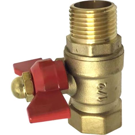 Robinet d'arrêt à bille en laiton pour conduite d'eau avec poignée en T et raccord fileté pour usage domestique et industriel (filetage femelle/mâle). (1/5)