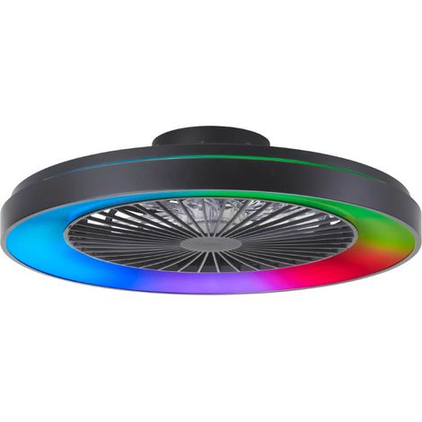 Ventilateur de plafond noir Mazzaro avec lampe RGB - 58cm - G93870/06