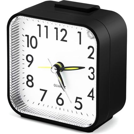 Reloj despertador analógico silencioso: pequeño reloj despertador de viaje sin tictac，reloj de mesa con luz nocturna y función de alarma (1/2)