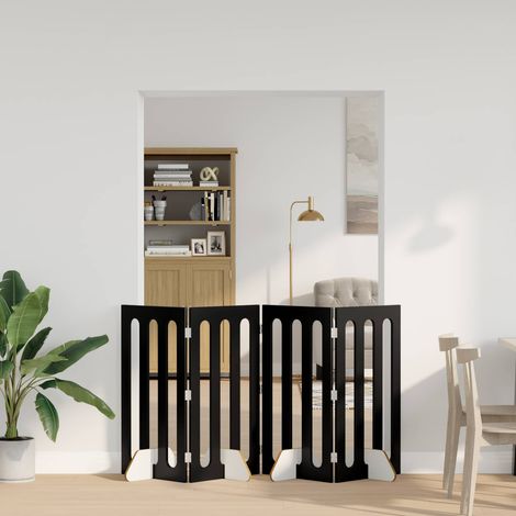 Valla plegable para mascotas 4 pcs Roble Negro 201 x 38 x 90 cm