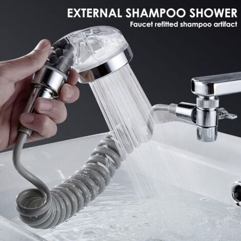 FOREHILL Waschbecken-Duschset, Waschbecken-Duschset mit Teleskopschlauch, G1/2-Armaturenadapter für Waschbecken/Spülbecken (1/4)