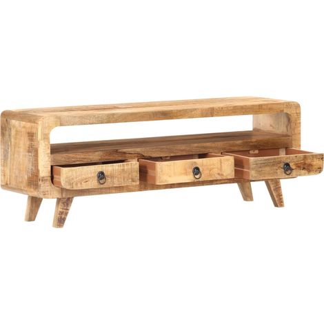 Meuble TV, Étagère TV, Meuble de Salon, 117x30x41 cm Bois de manguier massif brut OIB7384E (1/5)