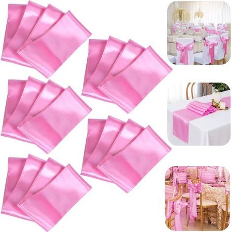 Rubans décoratifs lot de 5 - rubans de table 17 x 275 cm pour chaises, roses (1/5)