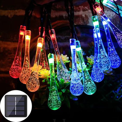 Guirlande Lumineuse LED Goutte D Eau - 5 Mètres - 20 Lampes - Éclairage Extérieur Solaire - Décoration Hivernale Noël Jardin Intérieur (1/5)