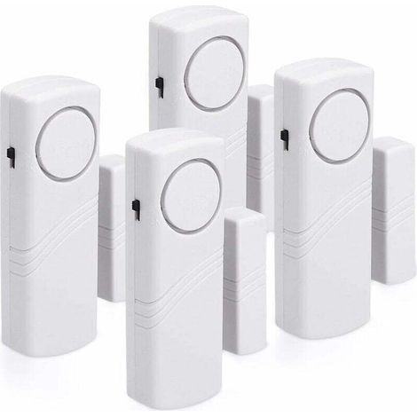 Lot de 4 Alarmes Porte Fenêtre Sans Fil Anti-Intrusion Sécurité Maison 100 dB Magnétique (1/5)
