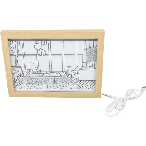 [LED Lumière décorative Anime Japonais] USB - Peinture lumineuse décorative pour le salon, la chambre et le bureau - lumière moderne de simulation d'éclairage avec 3 modes (blanc, neutre, chaud), cadr (1/5)