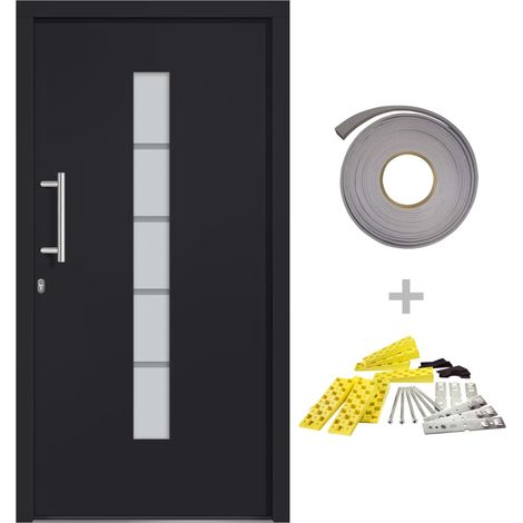 Porte d'entrée Aluminium et PVC Anthracite 100x210 cm