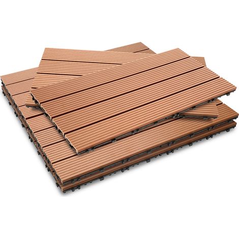 Wolketon Terrassenfliesen Balkon, 30x60cm 6 Stück WPC Fliesen Wasserfilterbar Terrassen Garten, Braun