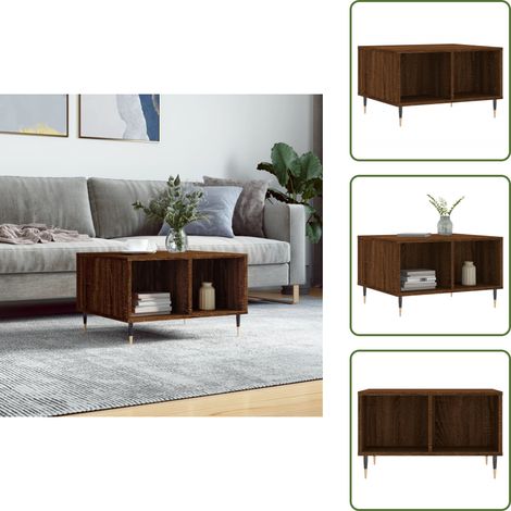 Table basse Chêne marron 60x50x36,5 cm Bois d'ingénierie - Table Basse - Meuble Salon - Table D'appoint - Table Côté Canapé - Design Moderne (1/5)