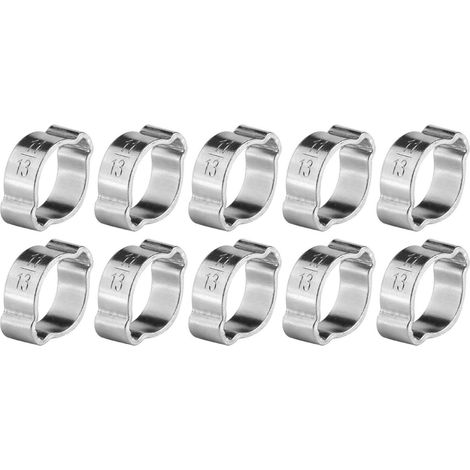 10 abrazaderas de manguera de acero inoxidable con resorte y dos orejas (11-13 mm)
