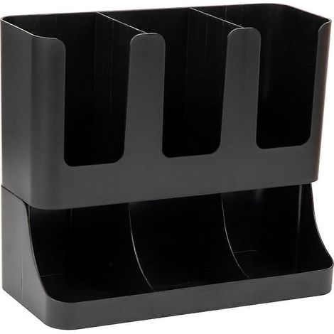 Porte-gobelets en papier jetables, boîte de rangement multifonctionnelle, boîte de rangement pour pailles de café, boîte de rangement multi-usages noire (1/5)