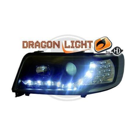 Paire de Phares Daylight Audi 100 de 1990 a 1994 Noir Led-33978515