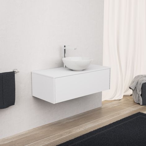 Inda - Mobile bagno 100 cm Bianco opaco con 1 cassetto e lavabo (1/5)