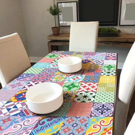 Stickers décoration Meuble - Sticker adhésif Cuisine Salon - 60 STICKERS CARRELAGES MEUBLE MOTICIA - 60stickers10x10cm (1/5)