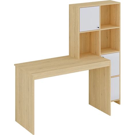 Bureau avec 3 placards et 3 niches - Coloris : Naturel et blanc - ALIOBINI (1/5)