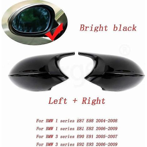 Außenspiegelkappe in Carbonfaser-Optik für BMW 1er und 3er E90 E91 E92 E93 E81 E87 E82 E88, glänzend schwarz, Ersatz für altes Modell