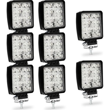 8x 48W Phare de Travail Carre a Leds Angle 60 DC 12V-24V Quad Camion Bateau Tracteur Offroad Impermeable (1/5)