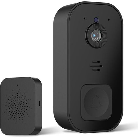 Sonnette vidéo sans fil, sonnette intelligente, installation facile, compatible Wi-Fi 2,4 GHz, noir-AquaForge (1/5)