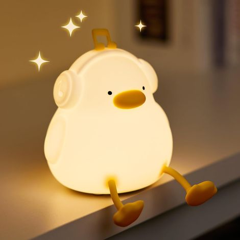 Veilleuse canard, veilleuse en silicone pour chambre d'enfant, décoration de chambre, cadeaux mignons - blanc chaud (1/5)